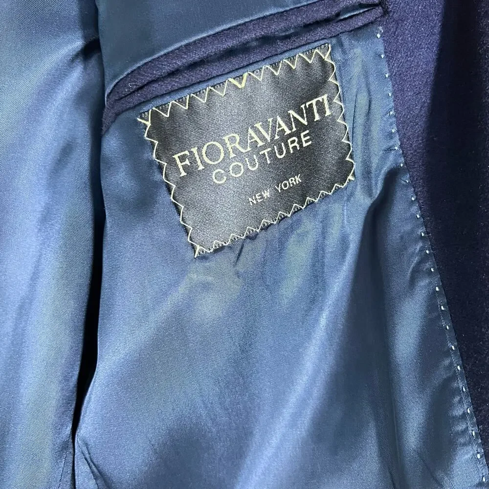 Fioravanti Couture Mens Two Button Suit Jacket Navy Blue Pockets 100% Cashmere M
